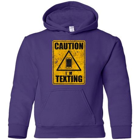 Sweatshirts Purple / YS Caution I'm Texting Youth Hoodie