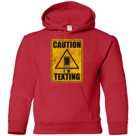 Sweatshirts Red / YS Caution I'm Texting Youth Hoodie