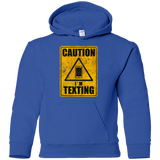 Sweatshirts Royal / YS Caution I'm Texting Youth Hoodie