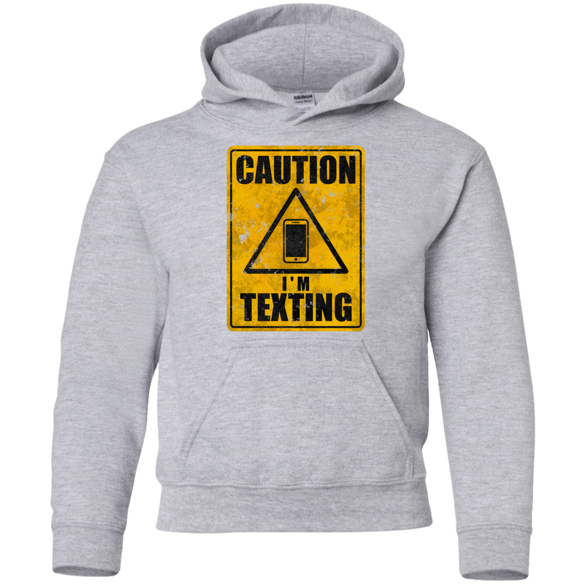 Sweatshirts Sport Grey / YS Caution I'm Texting Youth Hoodie