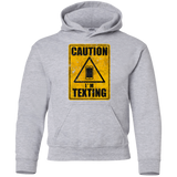 Sweatshirts Sport Grey / YS Caution I'm Texting Youth Hoodie
