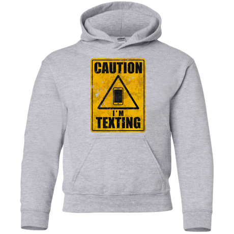 Sweatshirts Sport Grey / YS Caution I'm Texting Youth Hoodie