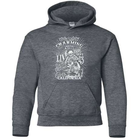 Sweatshirts Dark Heather / YS Charming Moto Rally Youth Hoodie