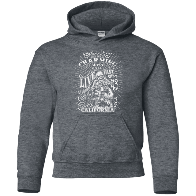 Sweatshirts Dark Heather / YS Charming Moto Rally Youth Hoodie