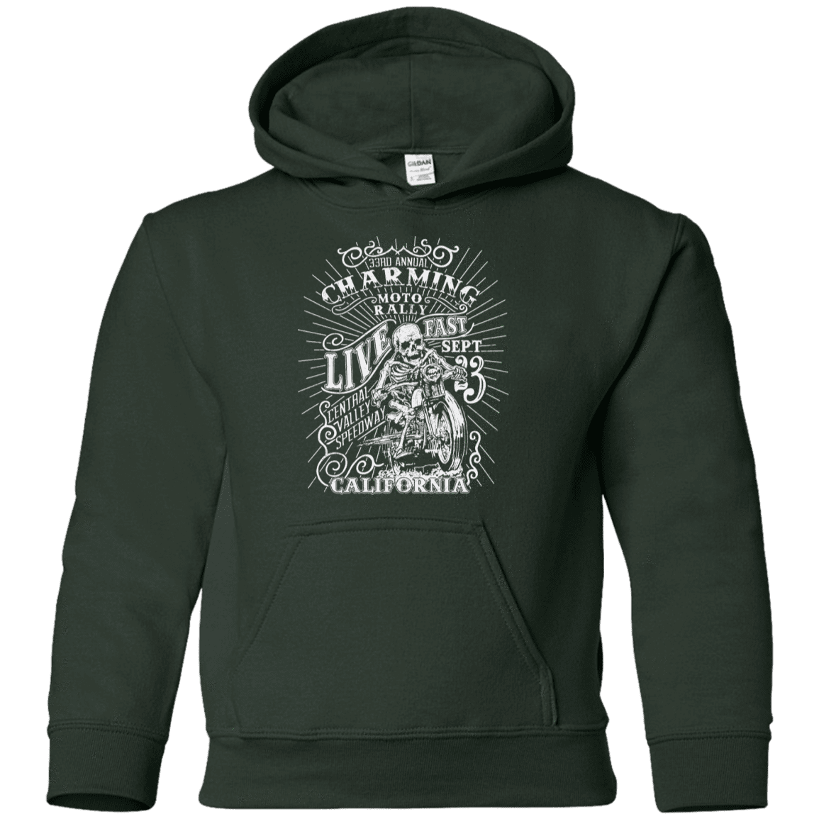 Sweatshirts Forest Green / YS Charming Moto Rally Youth Hoodie