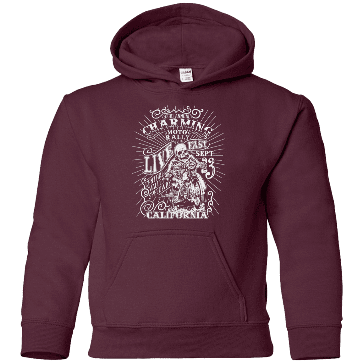 Sweatshirts Maroon / YS Charming Moto Rally Youth Hoodie