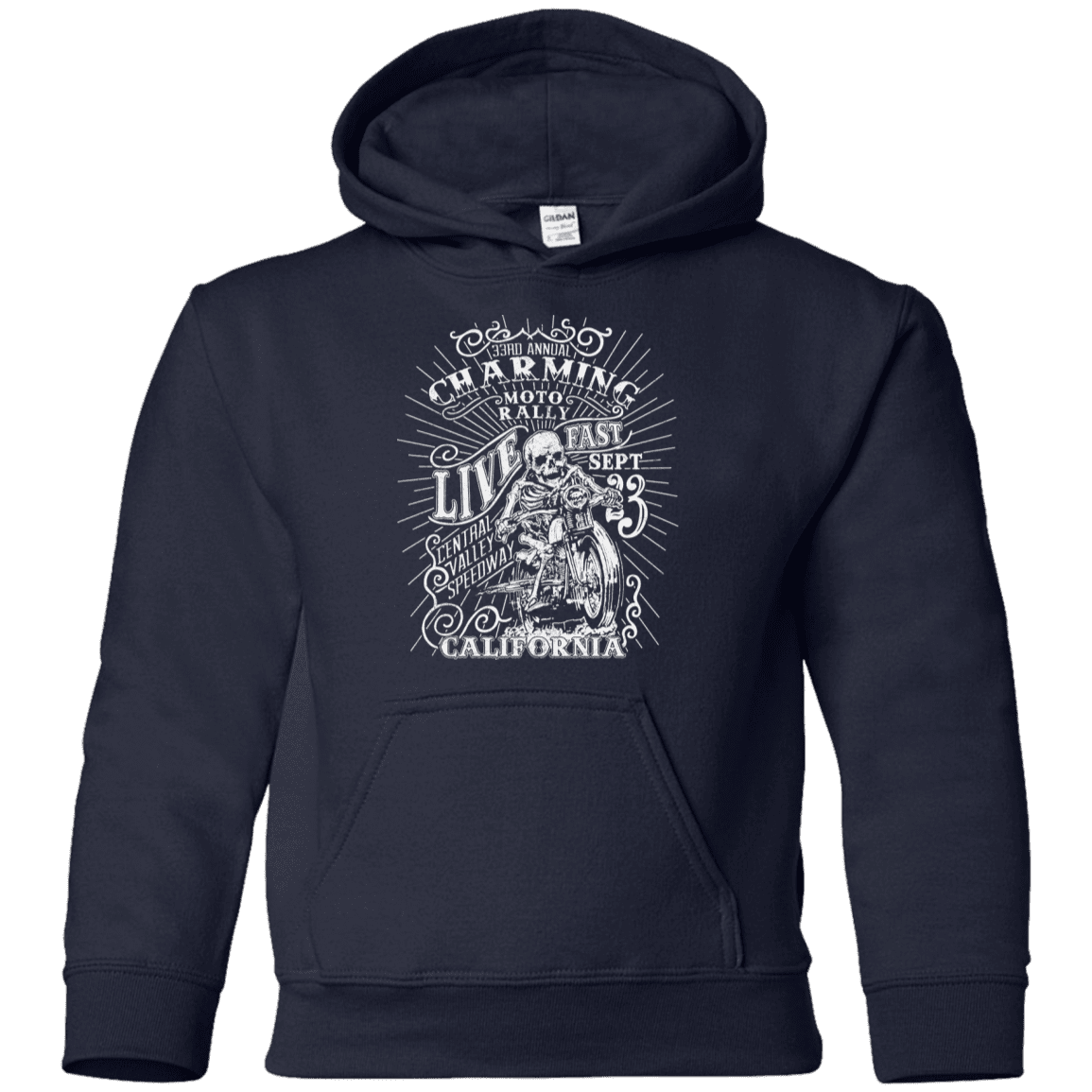 Sweatshirts Navy / YS Charming Moto Rally Youth Hoodie