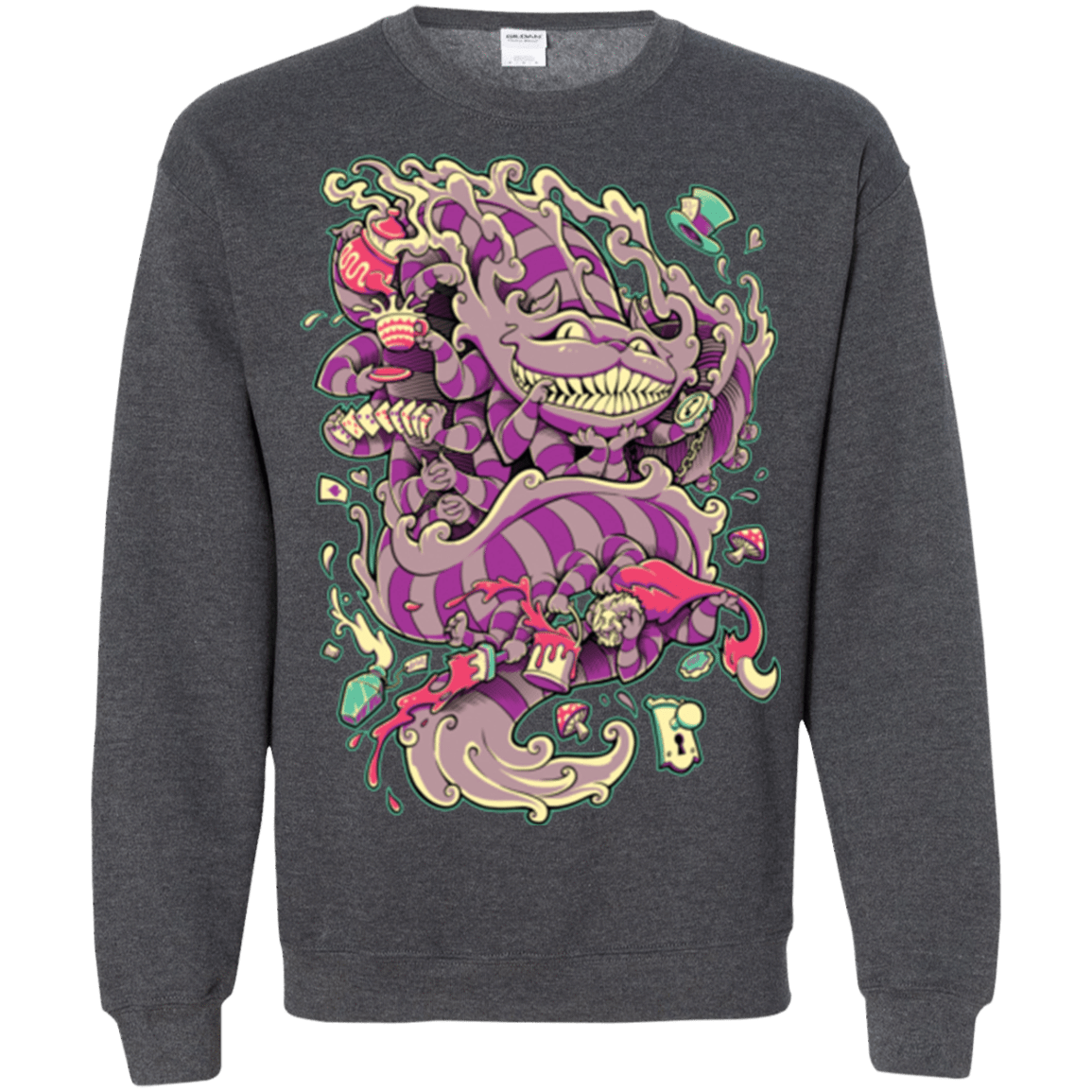 Sweatshirts Dark Heather / Small Cheshire Dragon Crewneck Sweatshirt