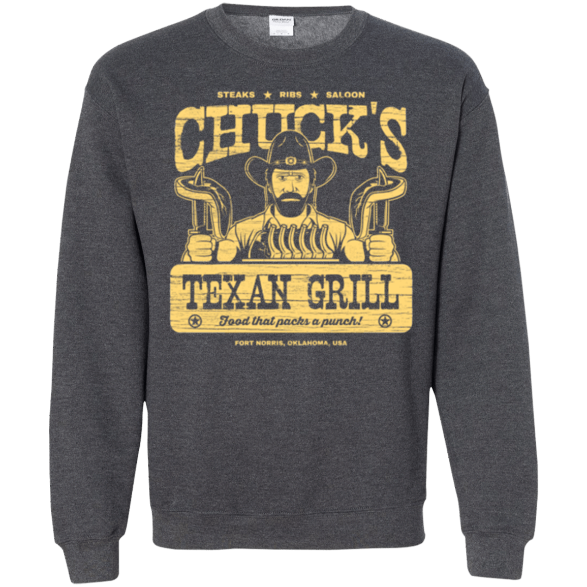 Sweatshirts Dark Heather / Small Chucks Texan Grill Crewneck Sweatshirt