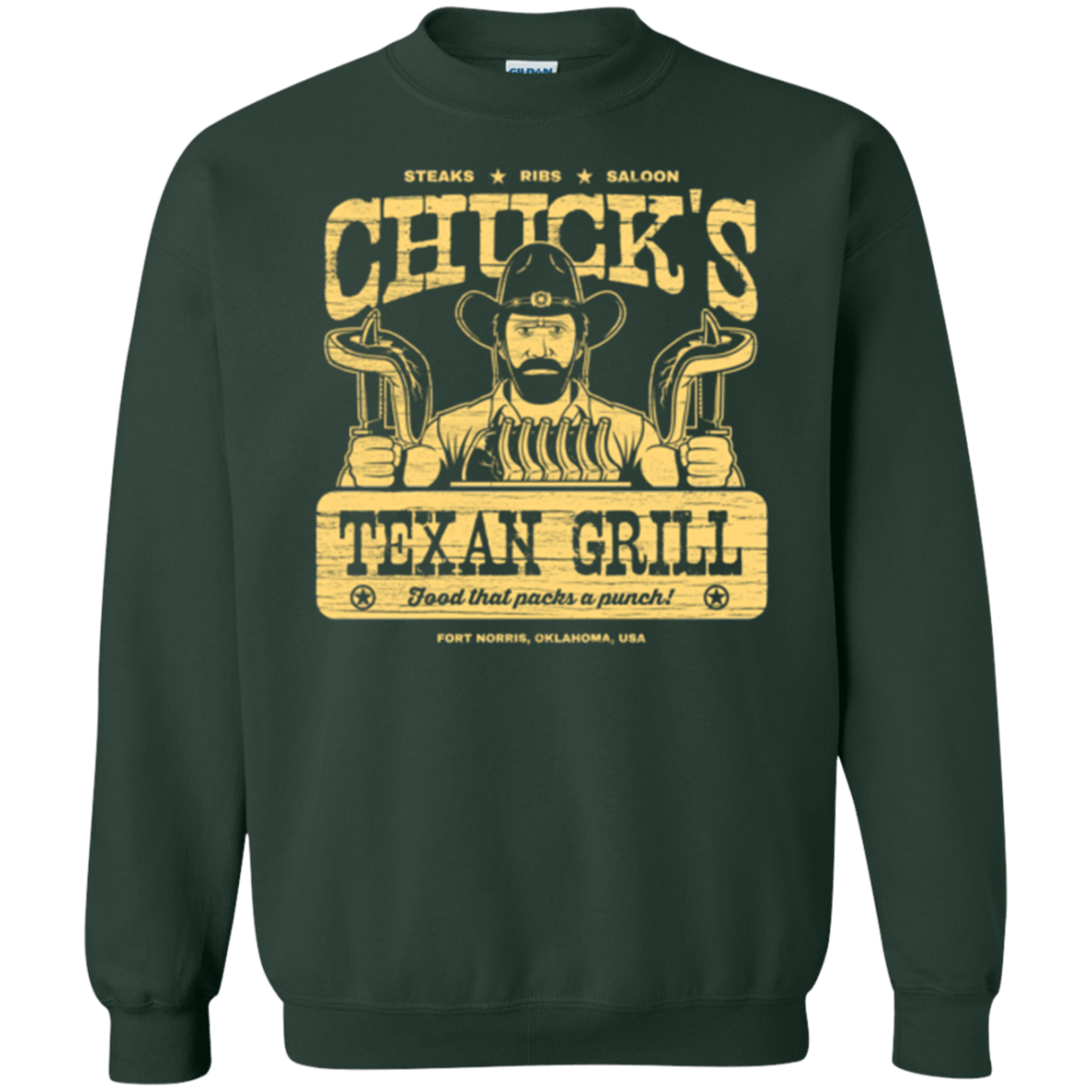 Sweatshirts Forest Green / Small Chucks Texan Grill Crewneck Sweatshirt