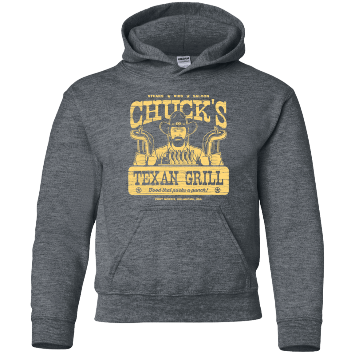 Sweatshirts Dark Heather / YS Chucks Texan Grill Youth Hoodie