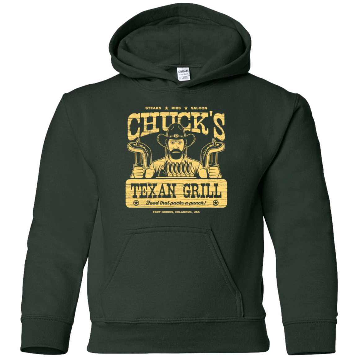 Sweatshirts Forest Green / YS Chucks Texan Grill Youth Hoodie