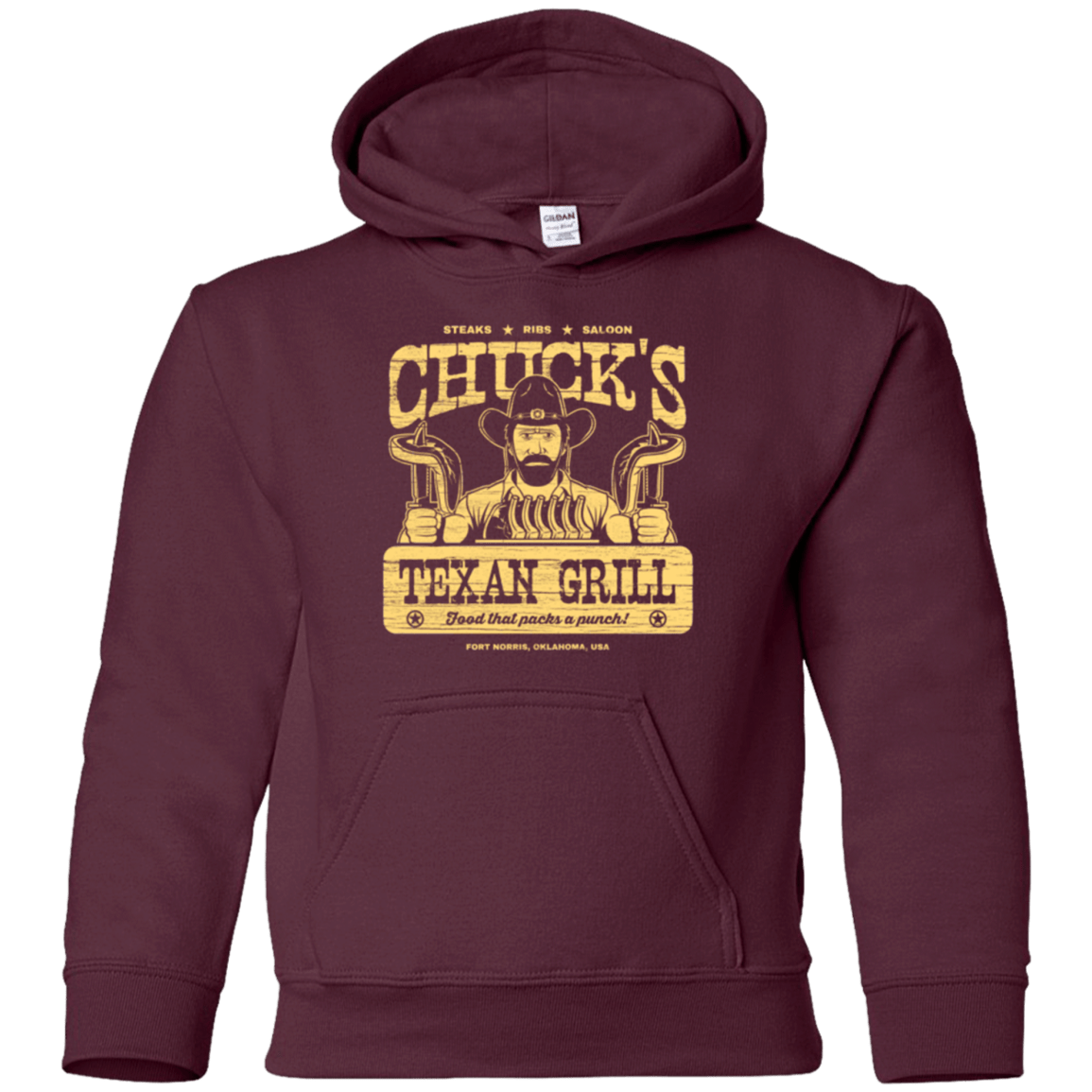 Sweatshirts Maroon / YS Chucks Texan Grill Youth Hoodie