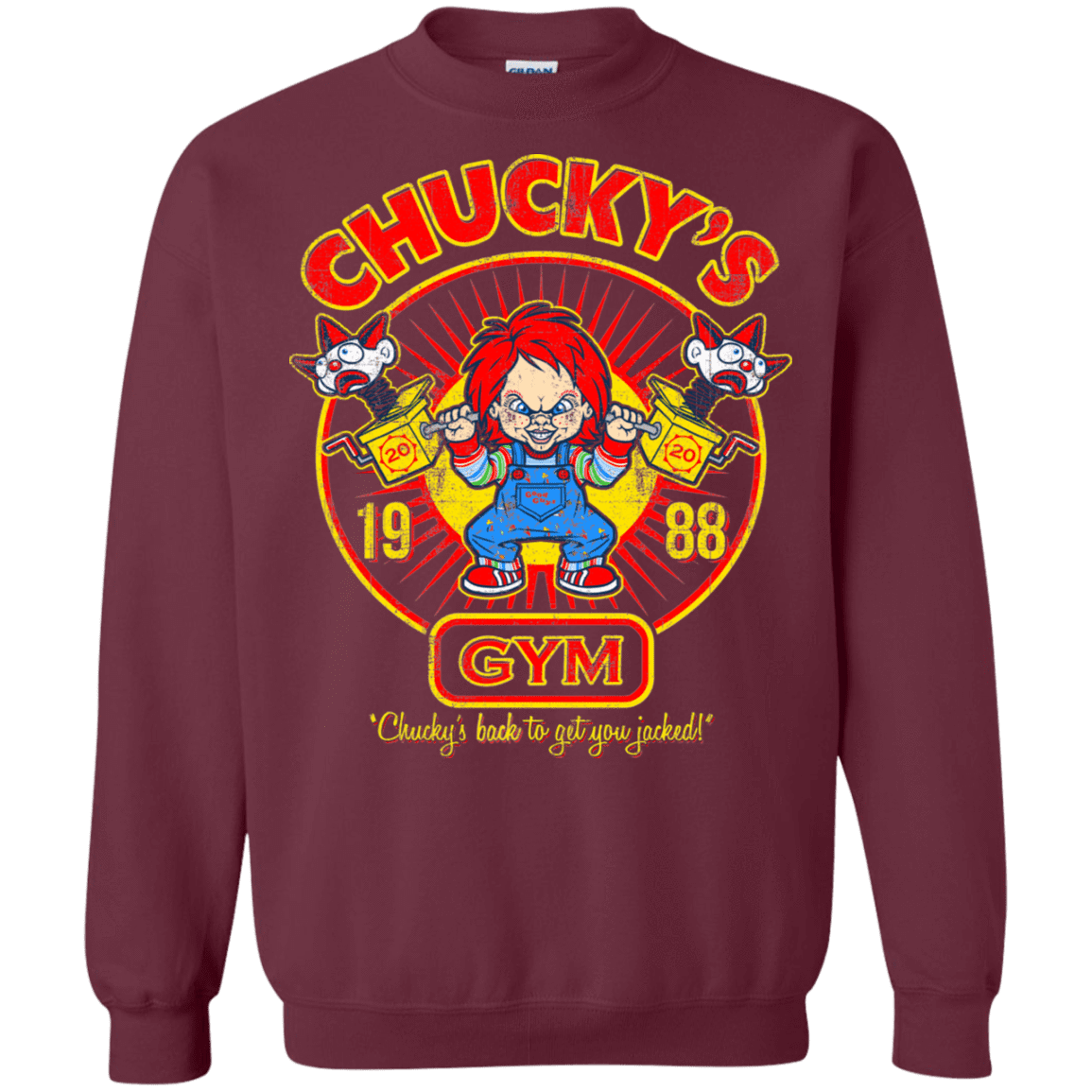 Sweatshirts Maroon / S Chucky's Gym Crewneck Sweatshirt