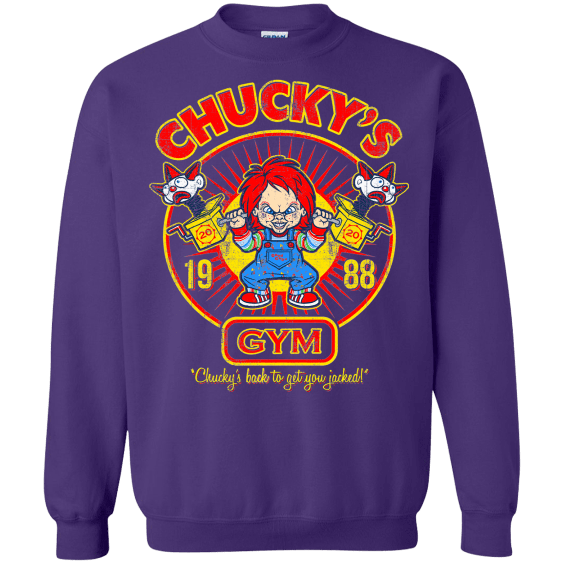 Sweatshirts Purple / S Chucky's Gym Crewneck Sweatshirt