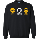 Sweatshirts Black / Small Code Coffee Repeat Crewneck Sweatshirt