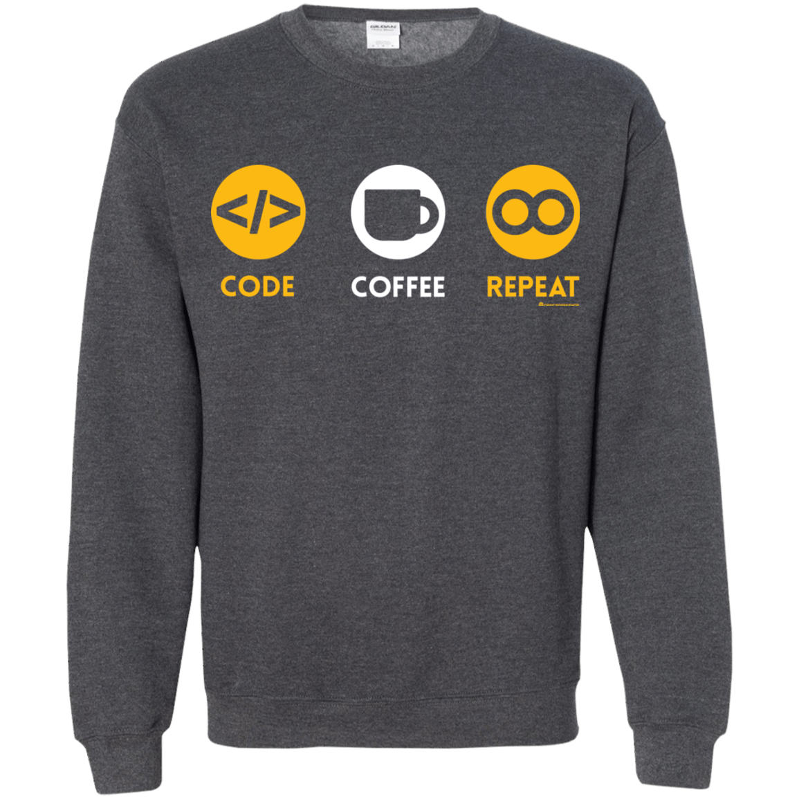 Sweatshirts Dark Heather / Small Code Coffee Repeat Crewneck Sweatshirt