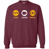 Sweatshirts Maroon / Small Code Coffee Repeat Crewneck Sweatshirt