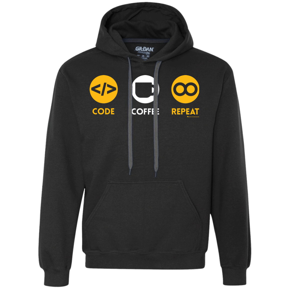 Sweatshirts Black / Small Code Coffee Repeat Premium Fleece Hoodie