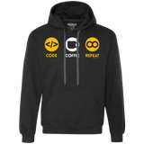 Sweatshirts Black / Small Code Coffee Repeat Premium Fleece Hoodie