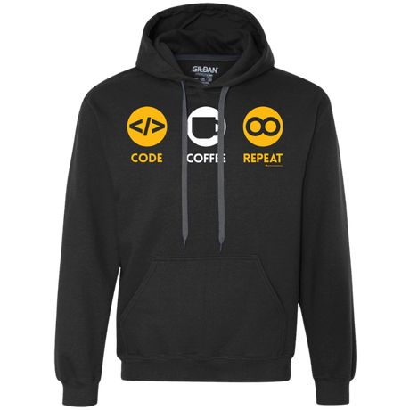 Sweatshirts Black / Small Code Coffee Repeat Premium Fleece Hoodie