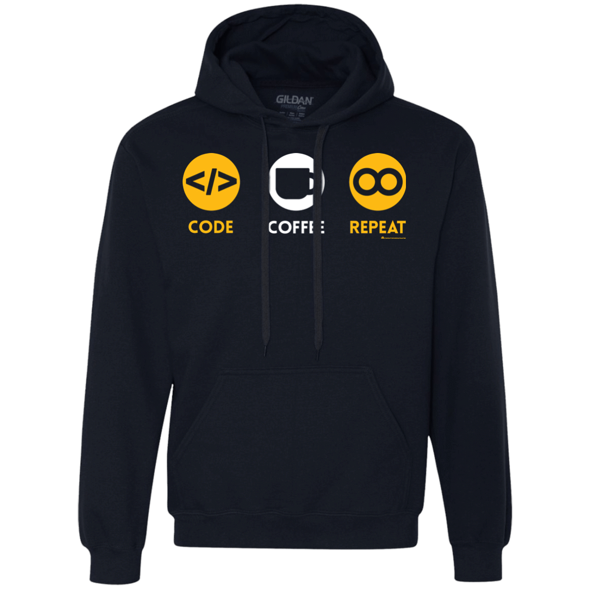 Sweatshirts Navy / Small Code Coffee Repeat Premium Fleece Hoodie