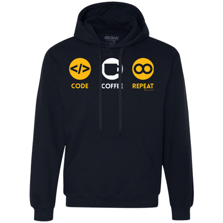 Sweatshirts Navy / Small Code Coffee Repeat Premium Fleece Hoodie