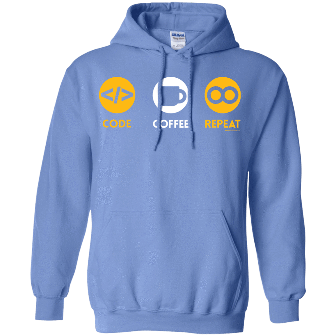 Sweatshirts Carolina Blue / Small Code Coffee Repeat Pullover Hoodie