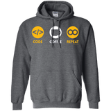 Sweatshirts Dark Heather / Small Code Coffee Repeat Pullover Hoodie