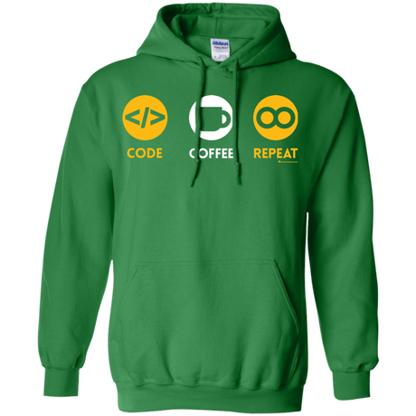 Sweatshirts Irish Green / Small Code Coffee Repeat Pullover Hoodie