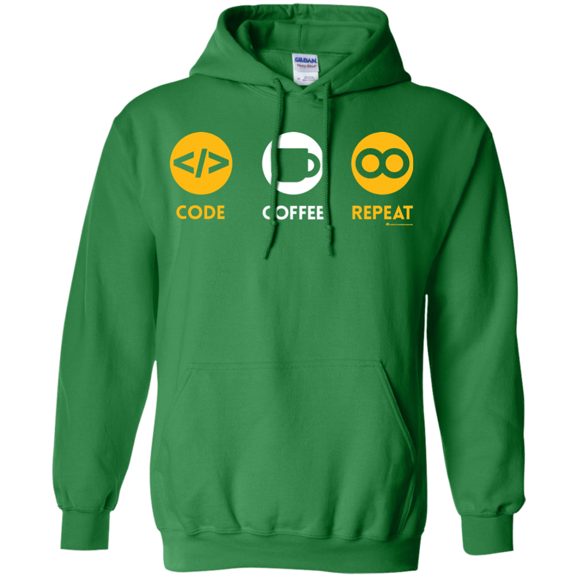 Sweatshirts Irish Green / Small Code Coffee Repeat Pullover Hoodie