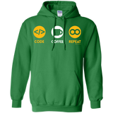 Sweatshirts Irish Green / Small Code Coffee Repeat Pullover Hoodie