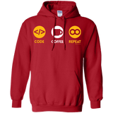 Sweatshirts Red / Small Code Coffee Repeat Pullover Hoodie