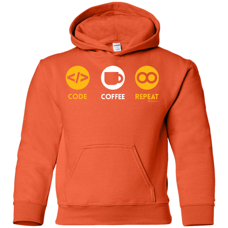 Sweatshirts Orange / YS Code Coffee Repeat Youth Hoodie