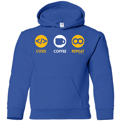 Sweatshirts Royal / YS Code Coffee Repeat Youth Hoodie