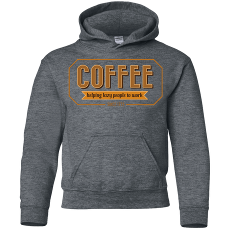 Sweatshirts Dark Heather / YS Coffee For Lazy People Youth Hoodie