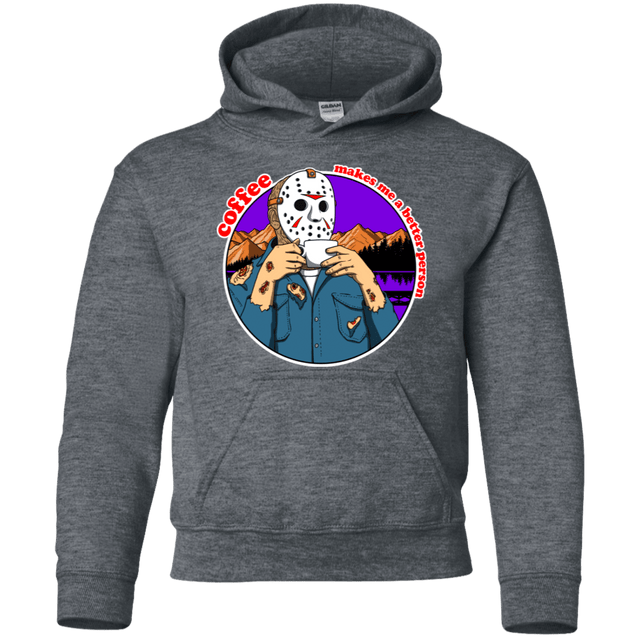 Sweatshirts Dark Heather / YS Coffee Makes Me Better Youth Hoodie