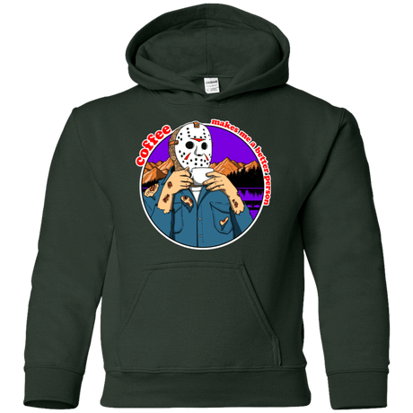 Sweatshirts Forest Green / YS Coffee Makes Me Better Youth Hoodie