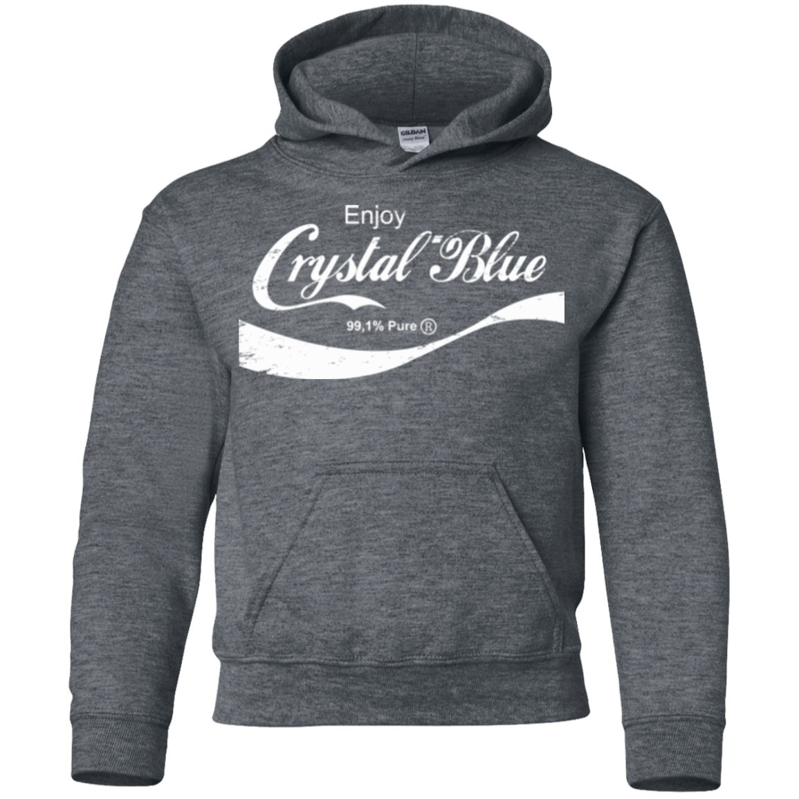 Sweatshirts Dark Heather / YS Crystal Blue Coke Youth Hoodie