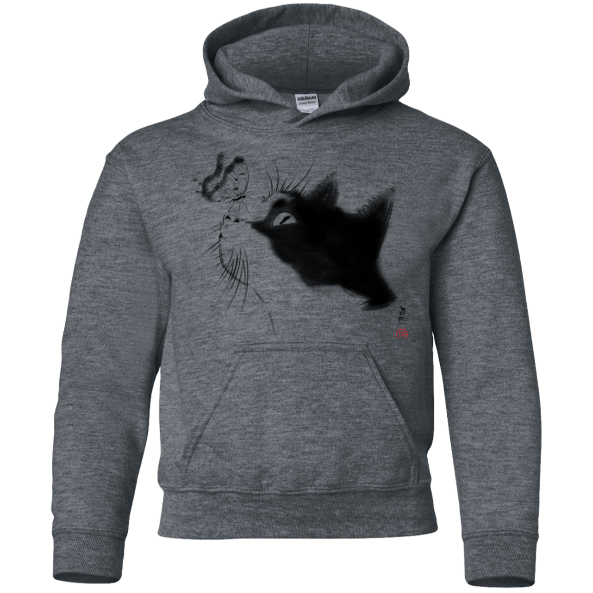 Sweatshirts Dark Heather / YS Curious Cat Youth Hoodie