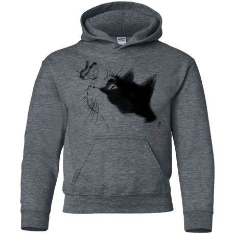 Sweatshirts Dark Heather / YS Curious Cat Youth Hoodie