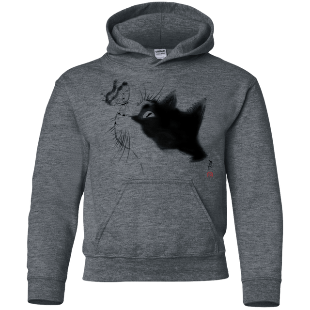 Sweatshirts Dark Heather / YS Curious Cat Youth Hoodie
