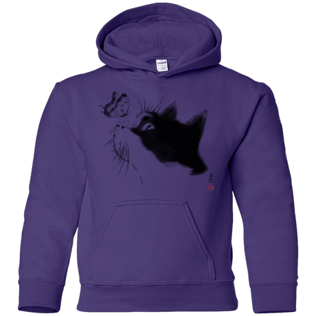 Sweatshirts Purple / YS Curious Cat Youth Hoodie