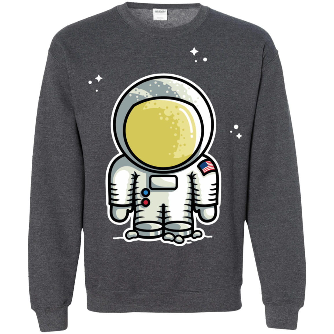 Sweatshirts Dark Heather / S Cute Astronaut Crewneck Sweatshirt