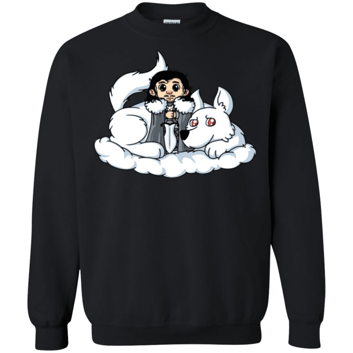 Sweatshirts Black / Small Cute Jon Snow and  Ghost Crewneck Sweatshirt