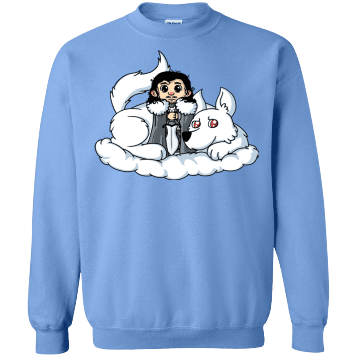 Sweatshirts Carolina Blue / Small Cute Jon Snow and  Ghost Crewneck Sweatshirt