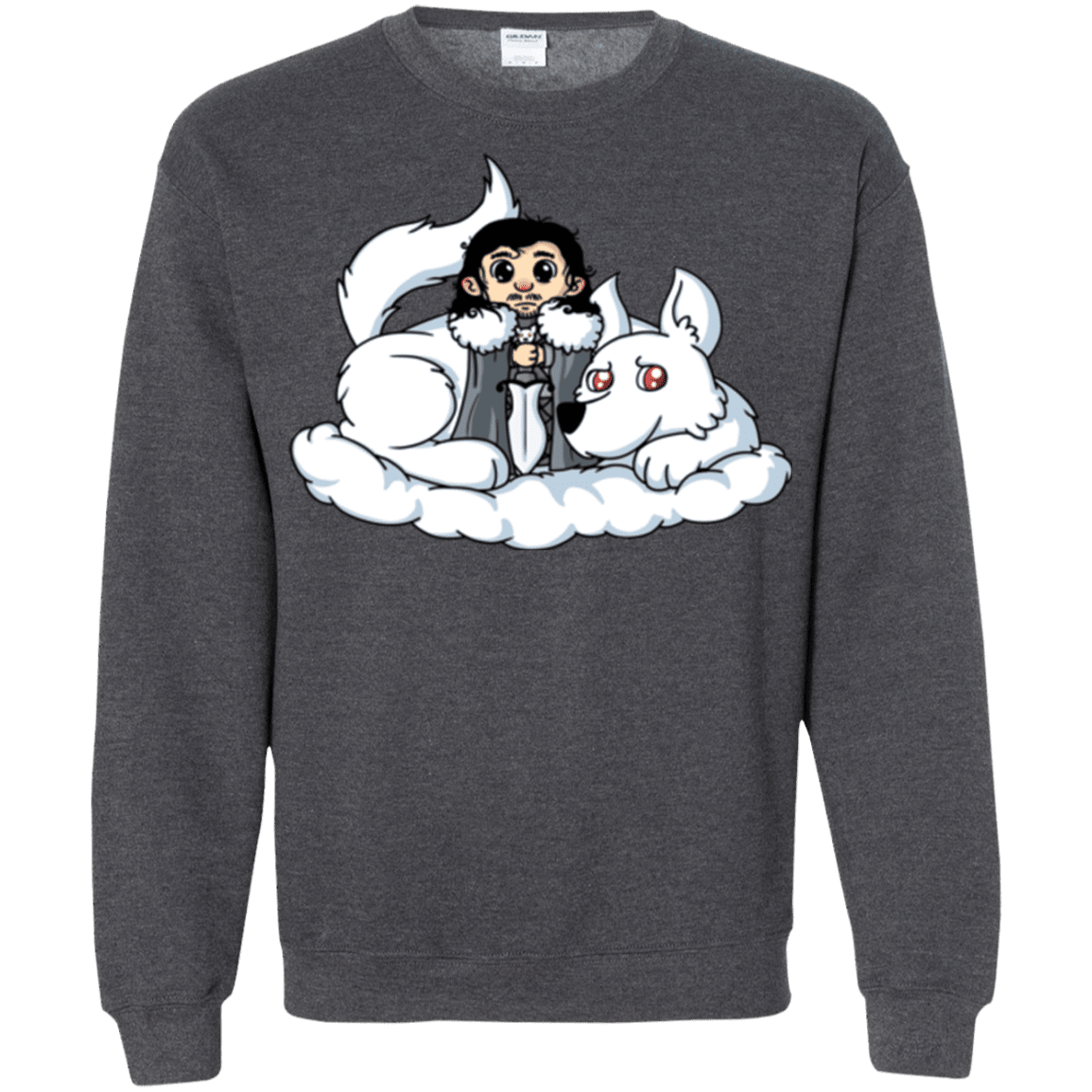 Sweatshirts Dark Heather / Small Cute Jon Snow and  Ghost Crewneck Sweatshirt