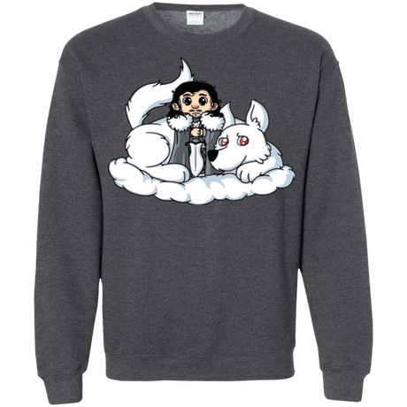 Sweatshirts Dark Heather / Small Cute Jon Snow and  Ghost Crewneck Sweatshirt