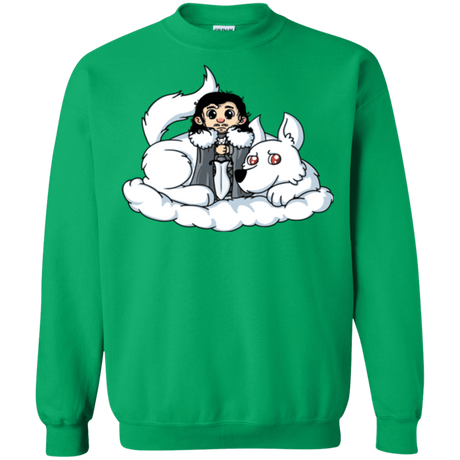 Sweatshirts Irish Green / Small Cute Jon Snow and  Ghost Crewneck Sweatshirt