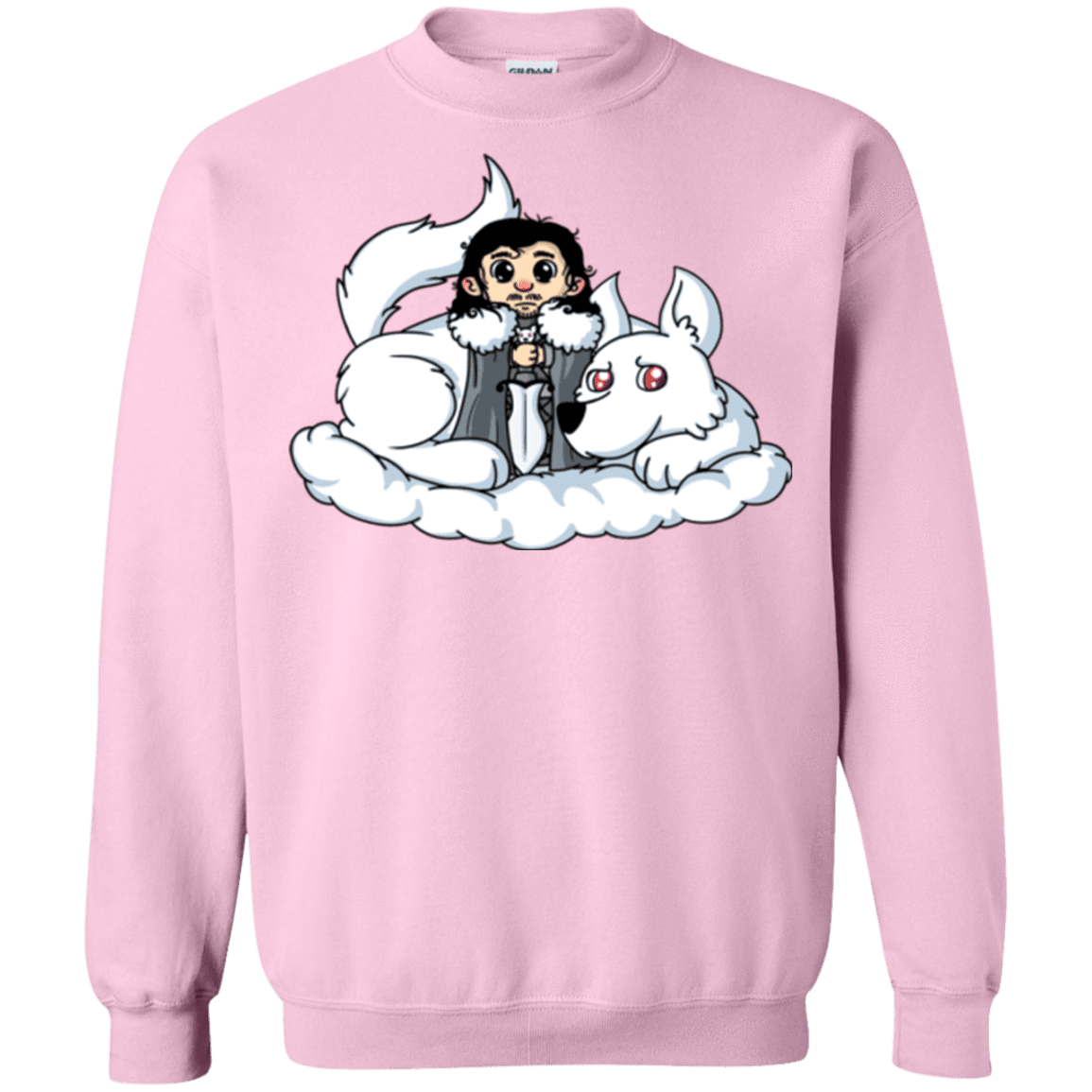 Sweatshirts Light Pink / Small Cute Jon Snow and  Ghost Crewneck Sweatshirt